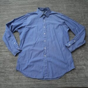 Polo Ralph Lauren Shirt Men Curham Classic Fit Button Up Blue Striped Large